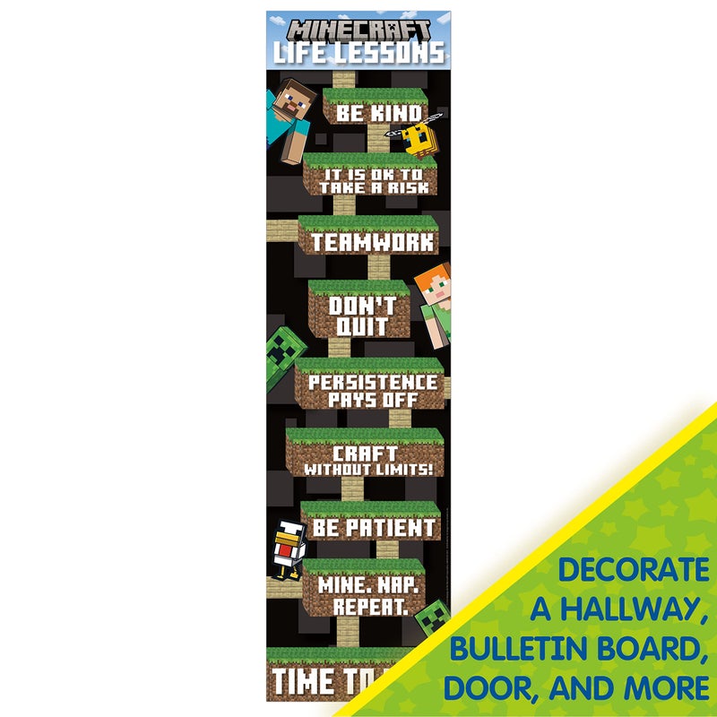 Eureka Minecraft Life Lessons Vertical Classroom Banner for Teachers, 12" x 45" - Image 2