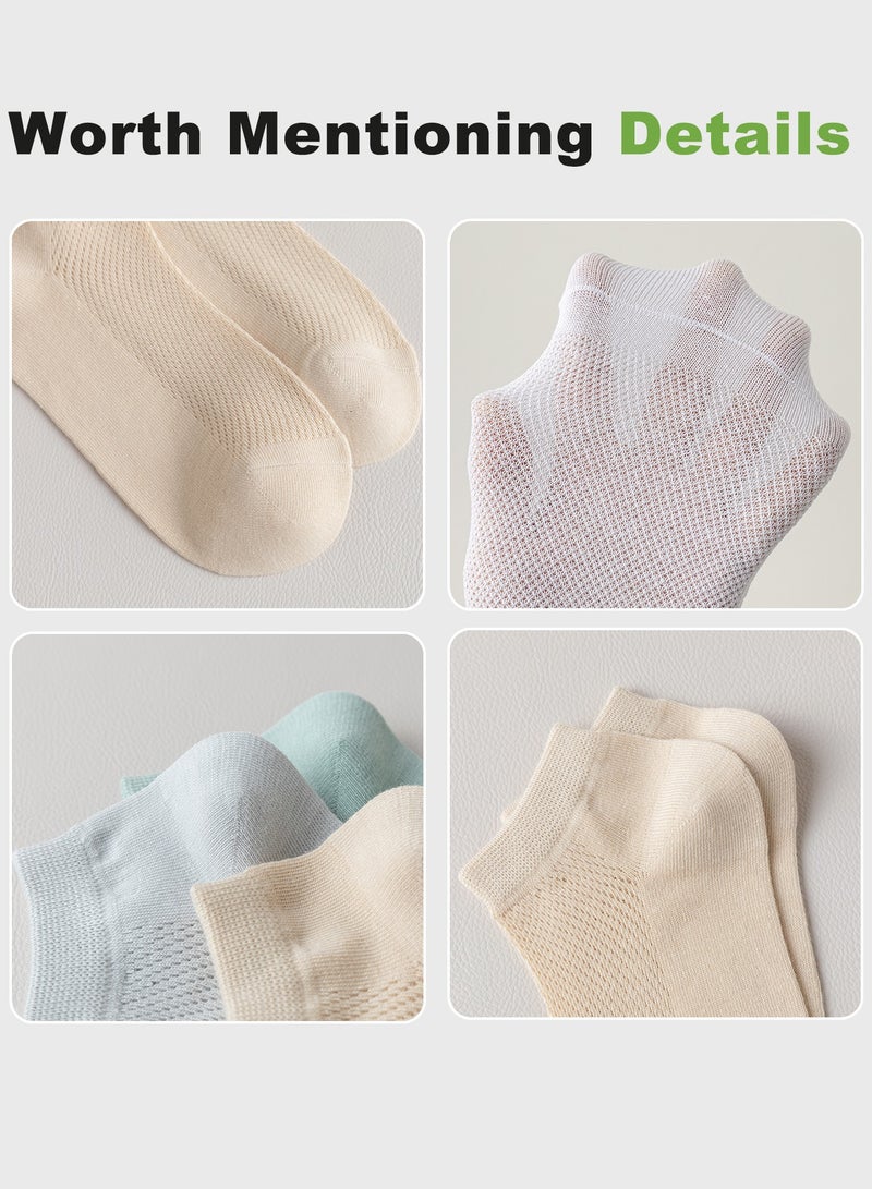 infino Women's Breathable Cotton Mesh Ankle Socks - 8 Pairs, Lightweight and Comfortable for Spring and Summer  - Image 2