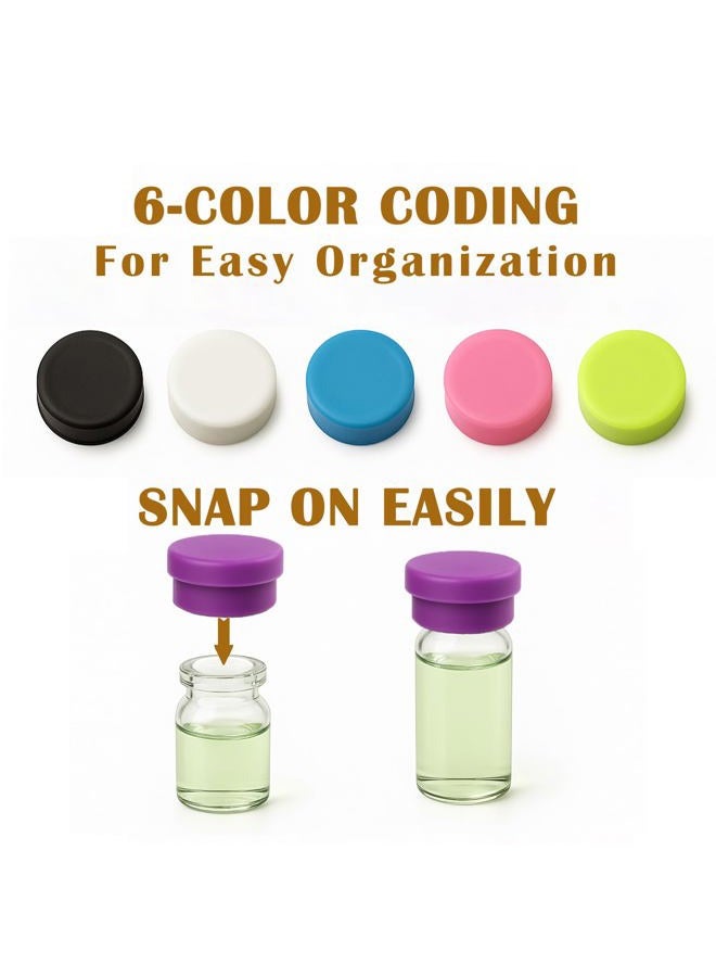 Mazentrix 12 Pack Reusable Vial Caps, 6 Color-Coded Leak Proof Caps for 1ml 2ml 3ml Glass Vials, Protective Snap On Dust Proof Covers for Laboratory, Medical, DIY and Home Organization - Image 4