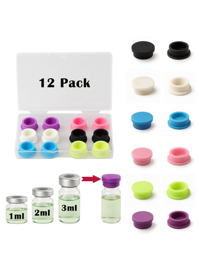 Mazentrix 12 Pack Reusable Vial Caps, 6 Color-Coded Leak Proof Caps for 1ml 2ml 3ml Glass Vials, Protective Snap On Dust Proof Covers for Laboratory, Medical, DIY and Home Organization - Image 1