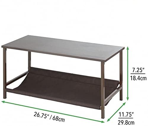 Generic Indian Decor 45466 Shoe Storage Bench with Fabric Shelf Rack for Entryway, Hall, Mudroom, Closet: Compact 2-Tier Organizer Unit - for Wedges, Flats, Sneakers - Wood Top, Sturdy Metal Frame - Black - Image 3