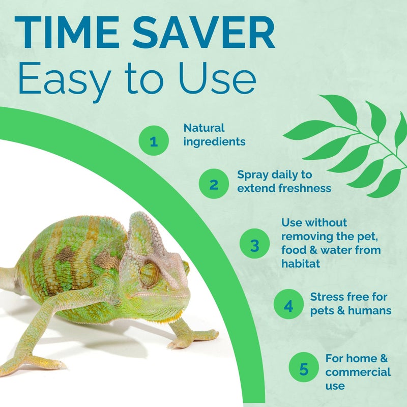 No Scent Reptile Tank Cleaner Spray & Pet Odor Management for Bearded Dragon, Turtle, Lizard Terrarium Freshener (2 Fl Oz / 59 mL) - Image 3