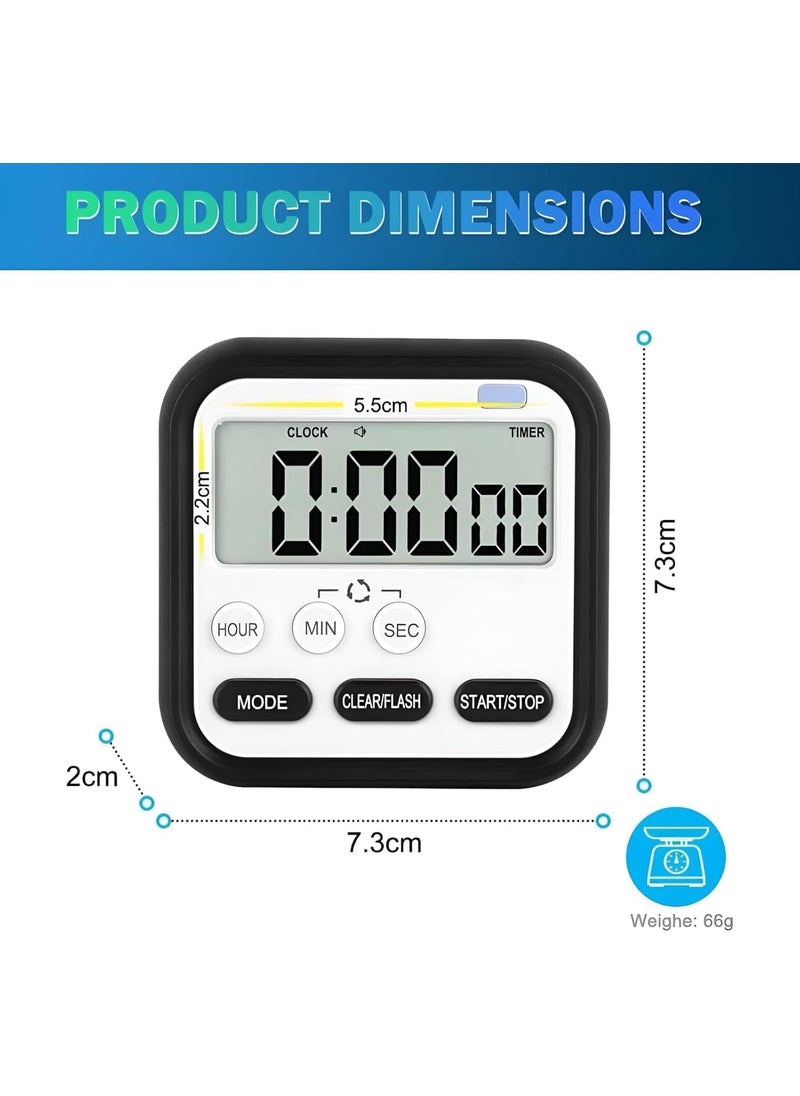 NADNAM NADNAM Stopwatch for Study Kitchen 24Hour Digital Countdown Timer with Large LCD Display Magnetic Loud Alarm Flashing Light Cooking Exam Workout Timer Retractable Stand 1PCBlack  - Image 3