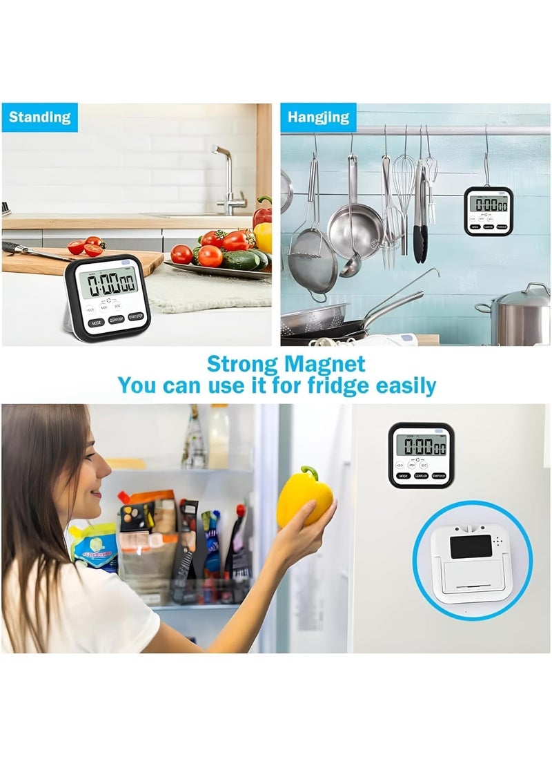 NADNAM NADNAM Stopwatch for Study Kitchen 24Hour Digital Countdown Timer with Large LCD Display Magnetic Loud Alarm Flashing Light Cooking Exam Workout Timer Retractable Stand 1PCBlack  - Image 5