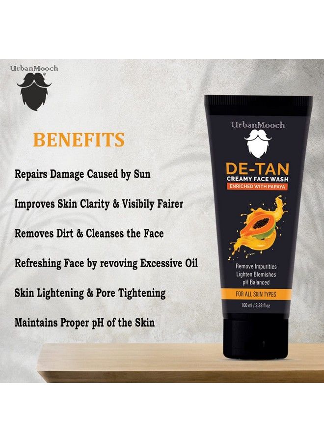 UrbanMooch Detan Face Wash For Men ; Tan Removal Facewash With Papaya Fruit Extract ; Antiblemish Face Wash 100 Ml - Image 5