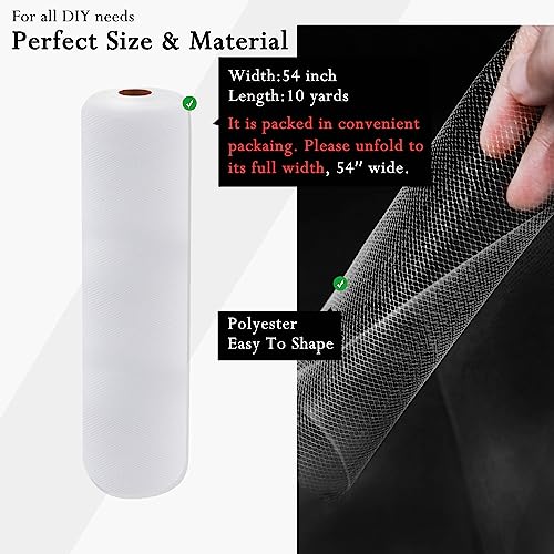 IONTACH White Tulle Fabric Rolls 54 Inch by 10 Yards Fabric Tulle Bolt for Wedding Christmas Decorations Gift Wrapping Garden Netting DIY Tutu Baby Shower Table Skirt Birthday Party Craft Supplies - Image 2