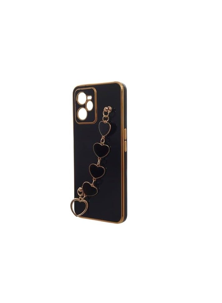 With Series Plastic Back Cover for Realme C35 - Black