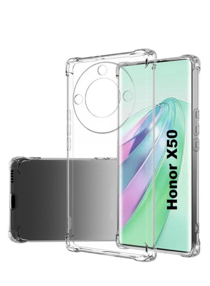 BORTONY Honor X50 5G Clear Case Cover Shockproof Flexible Silicone Bumper Cover Transparent Anti Scratch TPU Full Camera Protection Designed For Honor X50 5G - Image 1