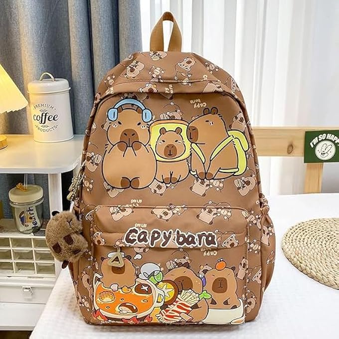 rayihni Cartoon Capybara Backpack Kids School Rucksack with Large Capacity Animal Bookbag for Boys  Girls Travel  Laptop Backpack Gift for Students - Image 5