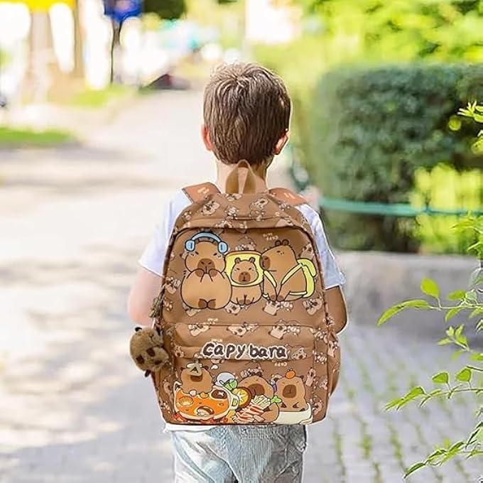 rayihni Cartoon Capybara Backpack Kids School Rucksack with Large Capacity Animal Bookbag for Boys  Girls Travel  Laptop Backpack Gift for Students - Image 3