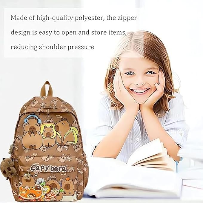 rayihni Cartoon Capybara Backpack Kids School Rucksack with Large Capacity Animal Bookbag for Boys  Girls Travel  Laptop Backpack Gift for Students - Image 2