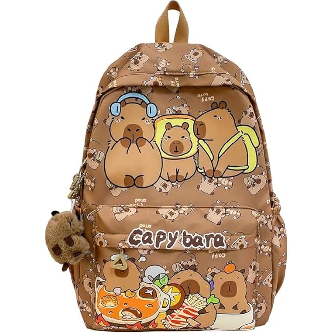 rayihni Cartoon Capybara Backpack Kids School Rucksack with Large Capacity Animal Bookbag for Boys  Girls Travel  Laptop Backpack Gift for Students - Image 1