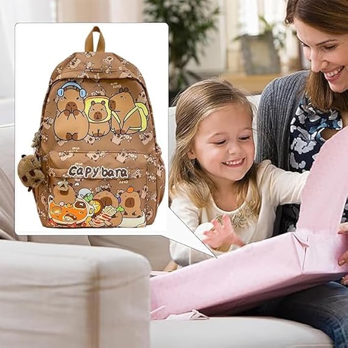 rayihni Cartoon Capybara Backpack Kids School Rucksack with Large Capacity Animal Bookbag for Boys  Girls Travel  Laptop Backpack Gift for Students - Image 4