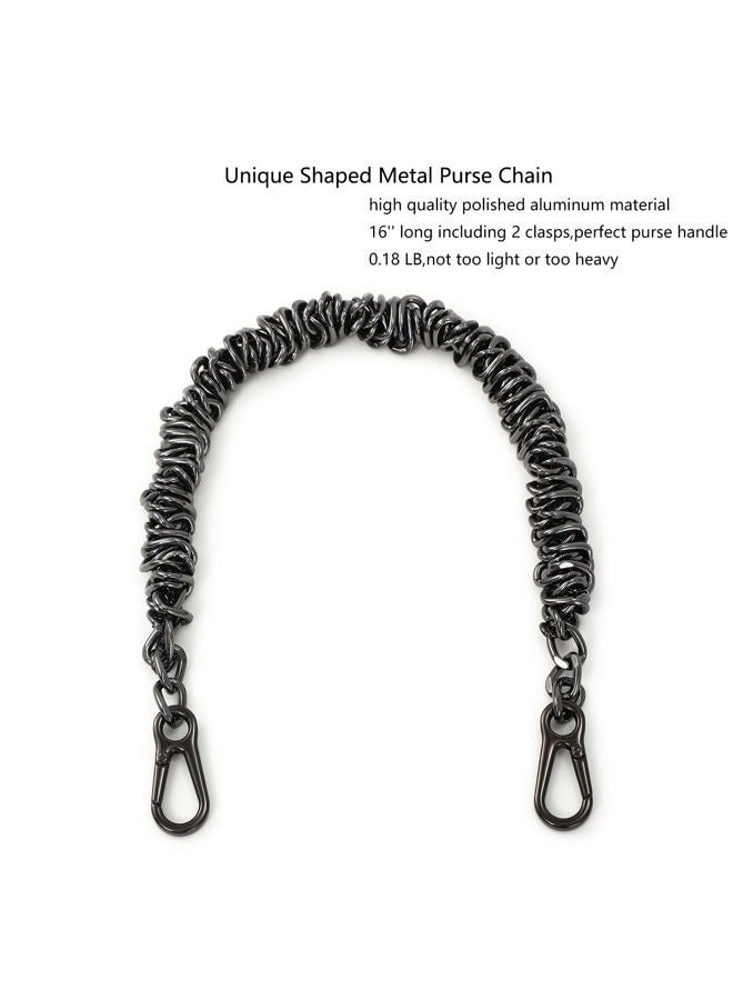 Yichain Unique Metal Bag Chains Purse Handles Strap Replacement Accessories Charms for Handbags 16 Inch (Black) - Image 2