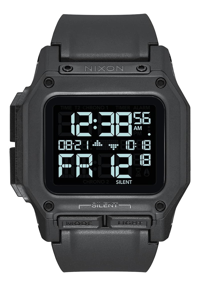 NIXON Regulus A1180 - All Black - 100m Water Resistant Men's Digital Sport Watch (46mm Watch Face, 29mm-24mm Pu/Rubber/Silicone Band) - Image 1