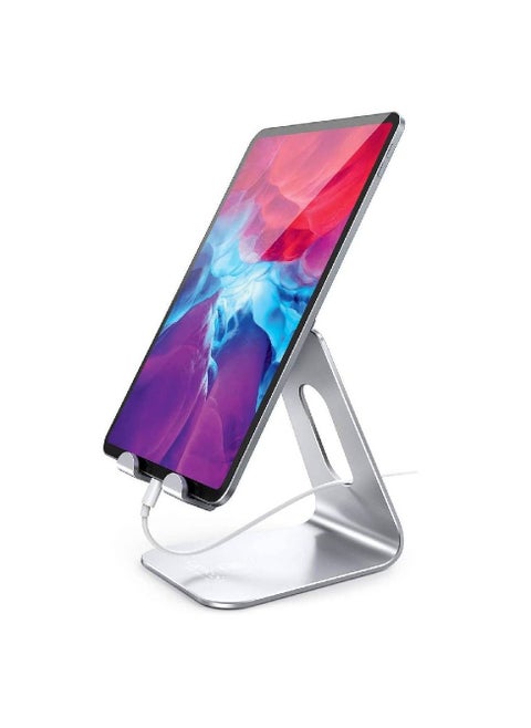 حامل قاعدة قابل للتعديل لسطح المكتب متوافق مع الأجهزة اللوحية مثل iPad Air Mini Pro ، الهاتف XS Max XR X 6 7 8 Plus المزيد من الأجهزة اللوحية (4-13 بوصة) - فضي