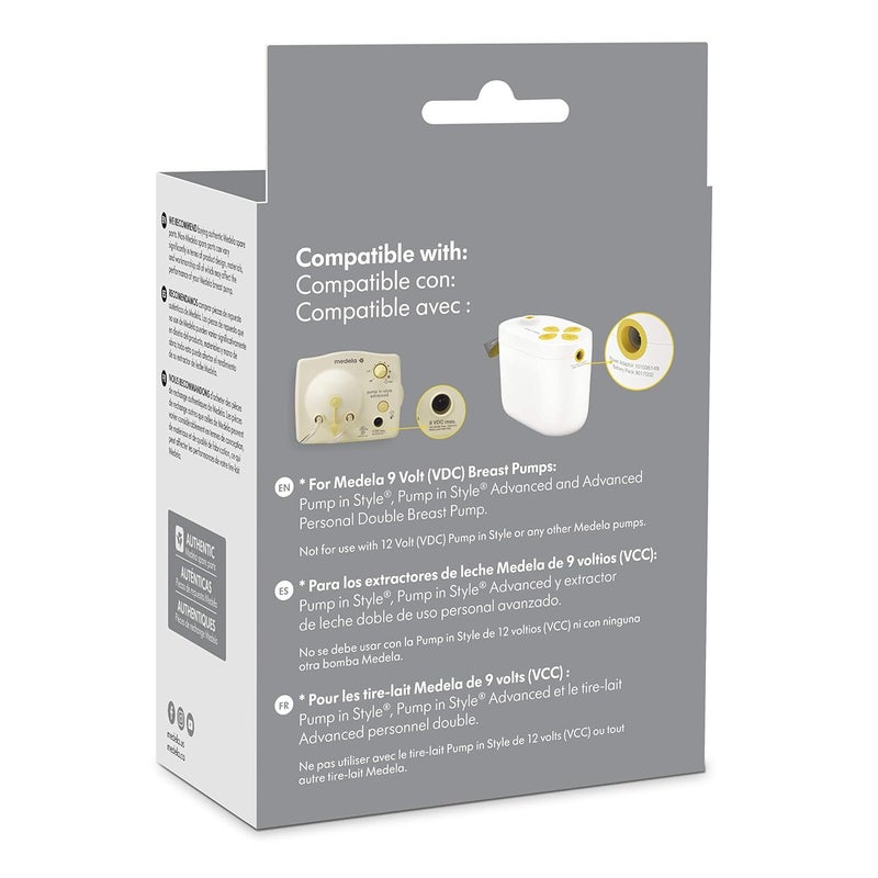 Medela مضخة ميديلا بتصميم متميز مع محول طاقة ماكس فلو جهد مزدوج 110240 فولت كابل طاقة للاستخدام الدولي قطعة غيار أصلية لمضخات الثدي 9 فولت بتصميم متميز - Image 3