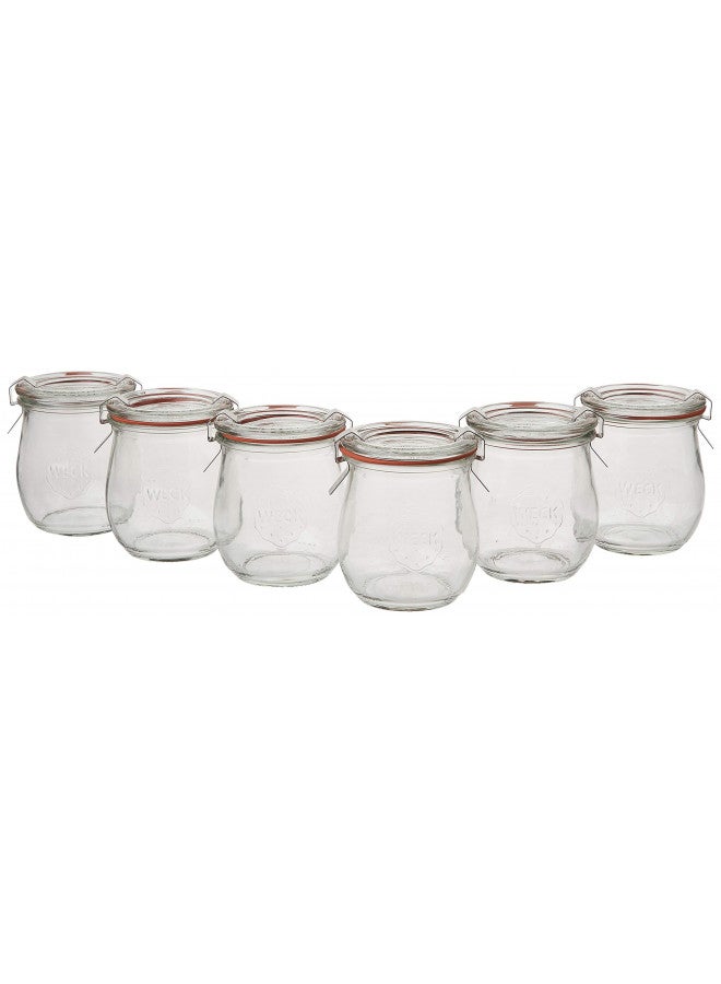 Weck Mini Tulip Jelly Jar with Glass Lids 6 Rings and 12 Clamps, 6 Count (Pack of 1)  - Image 1
