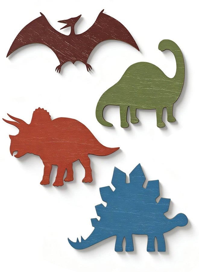 BQXH 4 Pcs Dinosaur Wall Decors Wooden, Boys Dinosaurs Playroom Wall Decor, Farmhouse Dinosaur Gifts for Home Kitchen Bathroom Office Decoration - Image 1