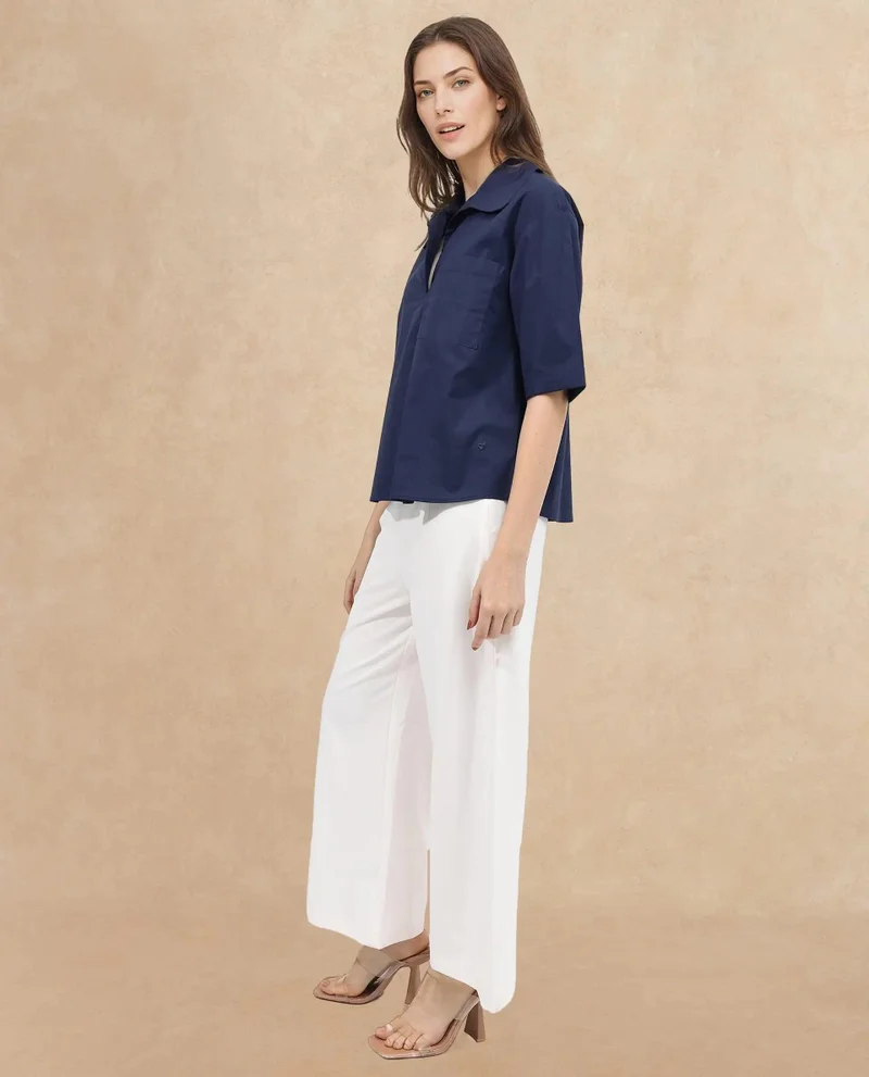 Rareism Women's Boxy Fit Half Sleeve Shirt