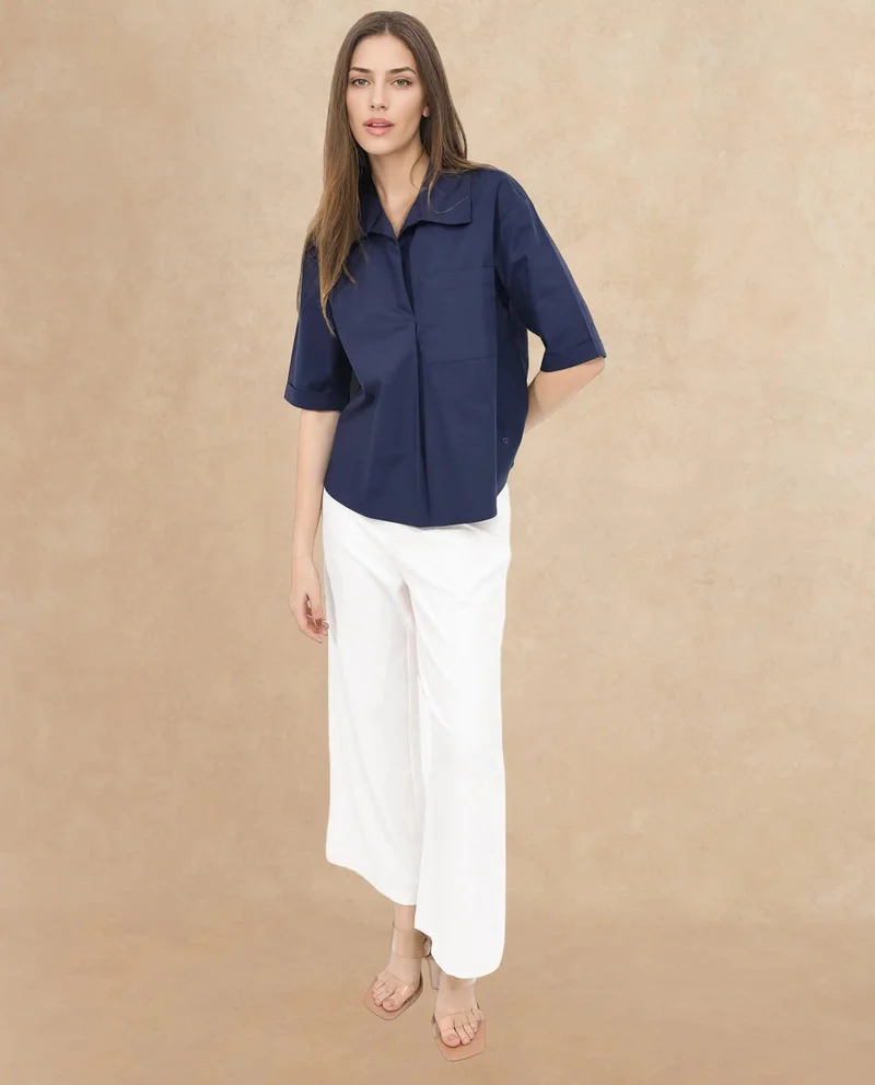 Rareism Women's Boxy Fit Half Sleeve Shirt