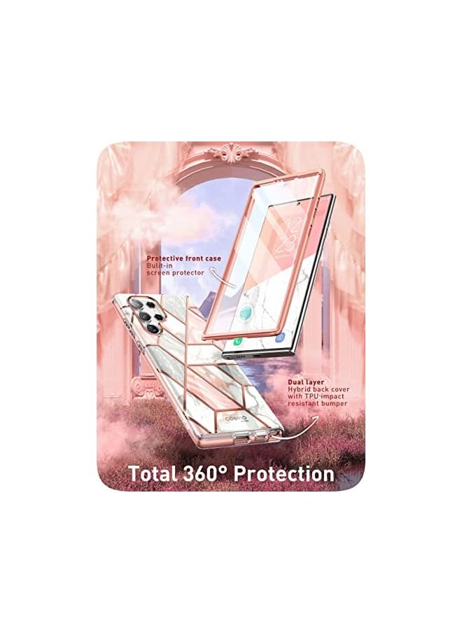 Cosmo Series for Samsung Galaxy S22 Ultra 5G (2022 Release), Slim Stylish Protective Case with Built-in Screen Protector (Marble)