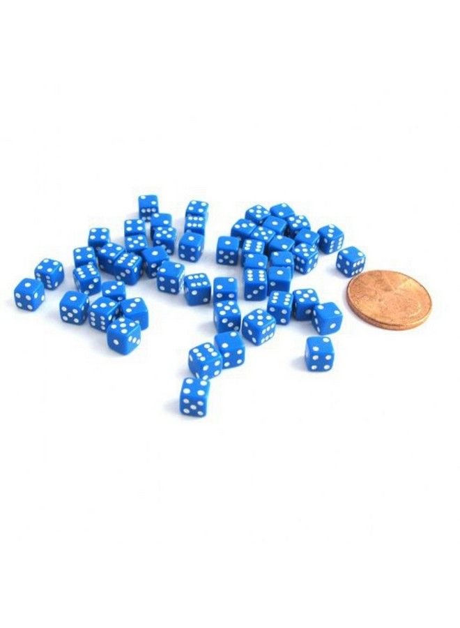 Koplow Games 50 نرد صغير بحجم 5 مم بزاوية 6 جوانب 0.197 بوصة نرد أزرق مصغر - Image 1