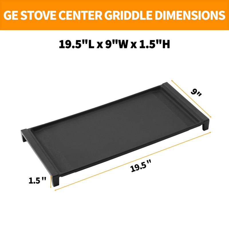 atgestore Upgraded WB31X24738 Griddle Replacement Parts for GE Stove Parts WB31X49806 Cast Iron Center Griddle Plate WB31X24998 19.5" x 9" General Electric Gas Range Burner Griddle GE Cooktop Flat Top Pan - Image 2