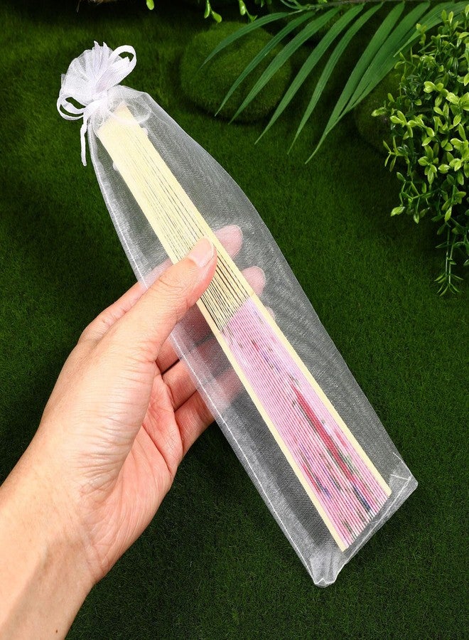 Toddmomy 100pcs Drawstring Organza Hand Fan Bags - White Organza Drawstring Pouch Bags for Candy, Jewelry, Party, Wedding Favor - Image 4