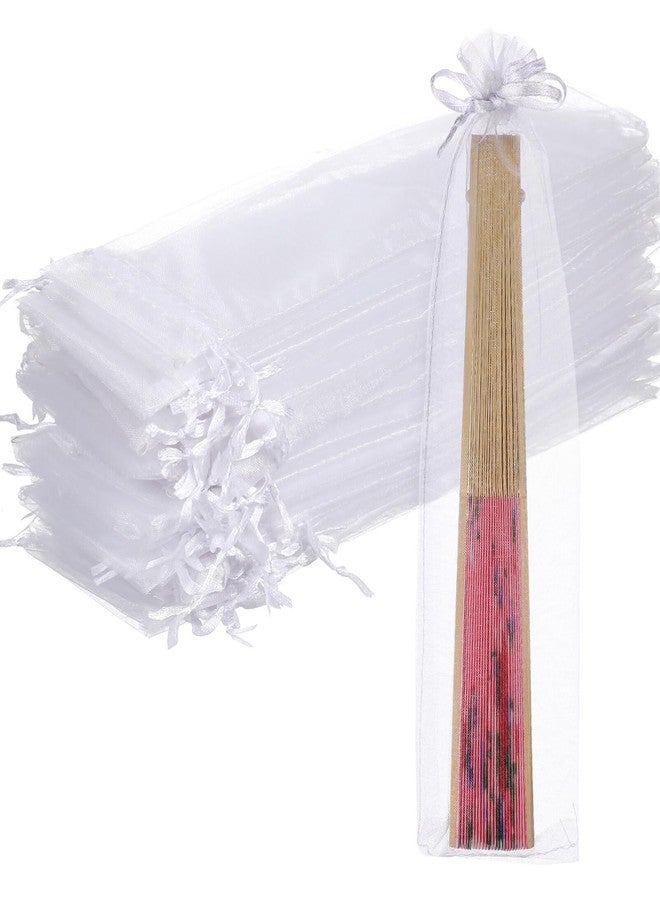 Toddmomy 100pcs Drawstring Organza Hand Fan Bags - White Organza Drawstring Pouch Bags for Candy, Jewelry, Party, Wedding Favor - Image 1