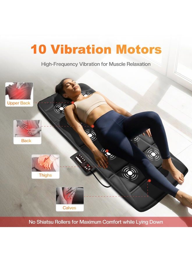 CILI Massage Mat Full Body,Massager Chair Pad,10 Vibration Motors & 5 Massage Modes,Back Massager for Bed,Massage Mattress Pad for Back,Heating Pad with Auto Shut Off - Image 2