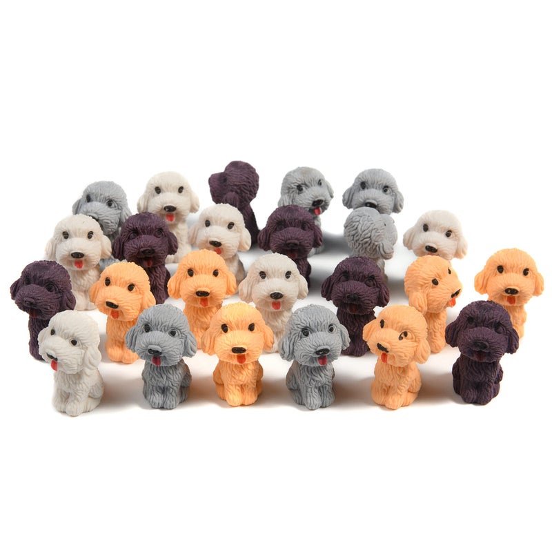 MGTECH 24 Pcs Animal Pencil Erasers Toppers,Pencil Top Erasers,3D Cute Dog Cap Easters Desk Pet Erasers for Kids - Image 1