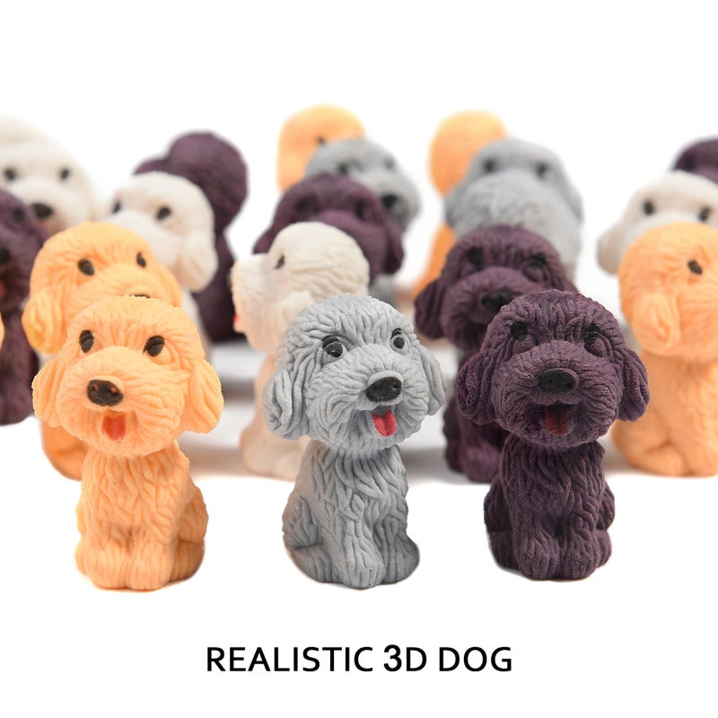 MGTECH 24 Pcs Animal Pencil Erasers Toppers,Pencil Top Erasers,3D Cute Dog Cap Easters Desk Pet Erasers for Kids - Image 4