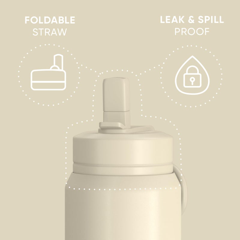 Hydrapeak 26oz Sport Insulated Water Bottle with Straw or Chug Lid, Leak & Spill Proof, Keeps Drinks Cold for 24 Hours, Hot for 12 Hours, Premium Stainless Steel Water Bottles (26oz, Modern Cream) - Image 2