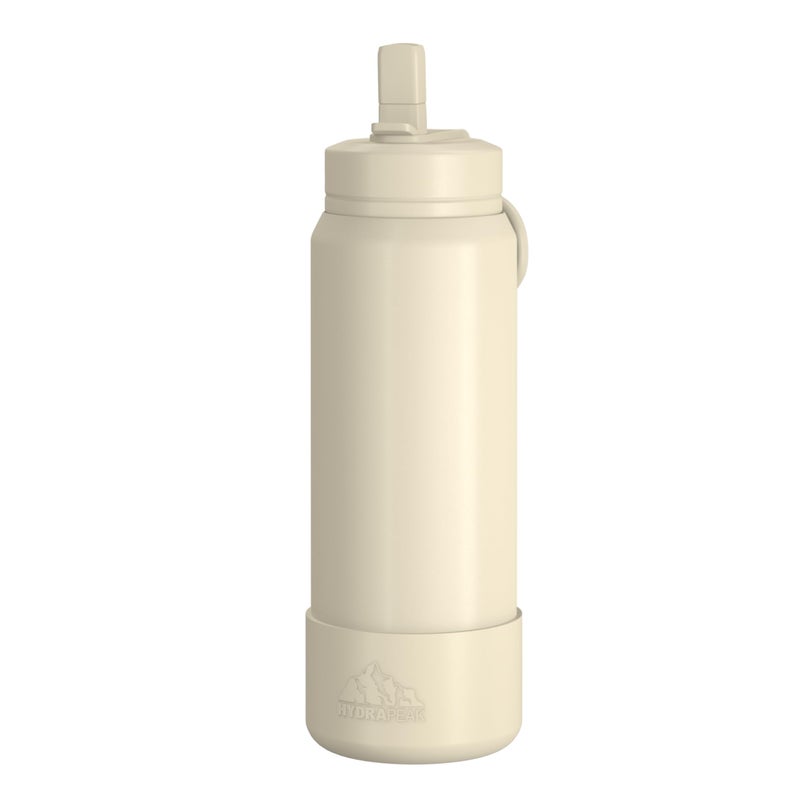 Hydrapeak 26oz Sport Insulated Water Bottle with Straw or Chug Lid, Leak & Spill Proof, Keeps Drinks Cold for 24 Hours, Hot for 12 Hours, Premium Stainless Steel Water Bottles (26oz, Modern Cream) - Image 1
