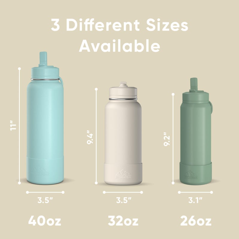 Hydrapeak 26oz Sport Insulated Water Bottle with Straw or Chug Lid, Leak & Spill Proof, Keeps Drinks Cold for 24 Hours, Hot for 12 Hours, Premium Stainless Steel Water Bottles (26oz, Modern Cream) - Image 5