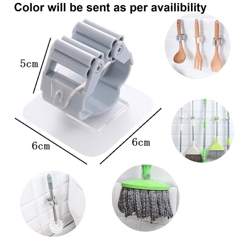 JSJPO Plastic Mop Holder Wall Mounted Self Adhesive Broom Stick Holder AntiSlip Broom Organizer Multifunction Mop Broom Stand for Kitchen Bathroom Home Multicolor Set of 1 - Image 4