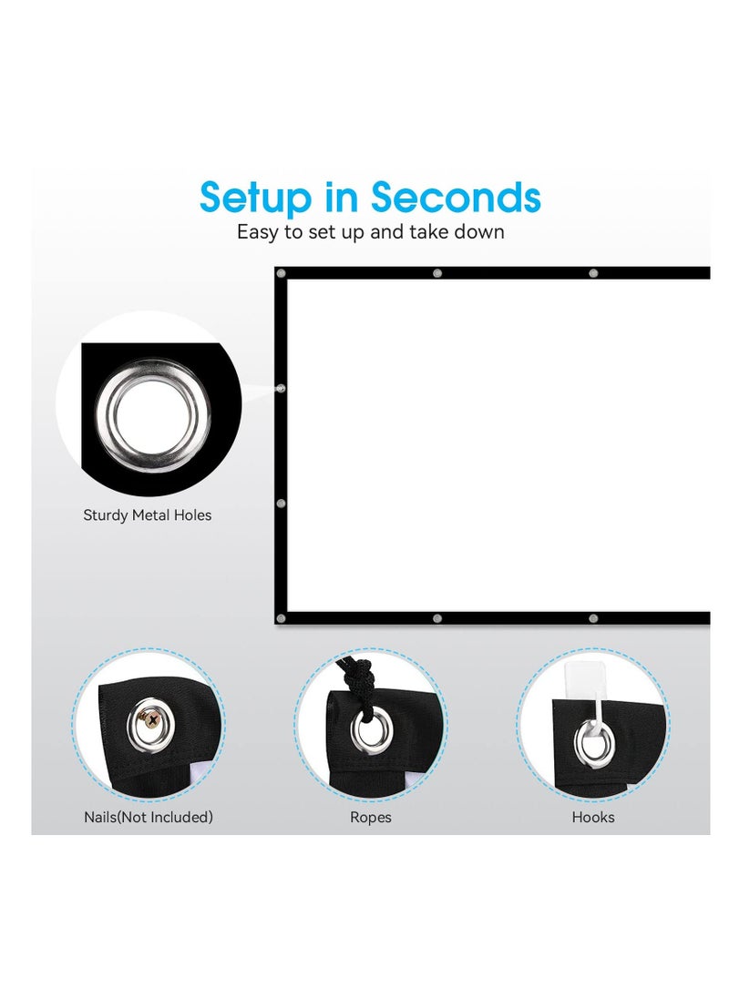 Projector Screen, 120 inch Outdoor Projector Screen, 16:9 Foldable Anti-Crease Portable Projection Movies Screens, Double Sided Washable, for Home Theater, Camping Party, Office - Image 4