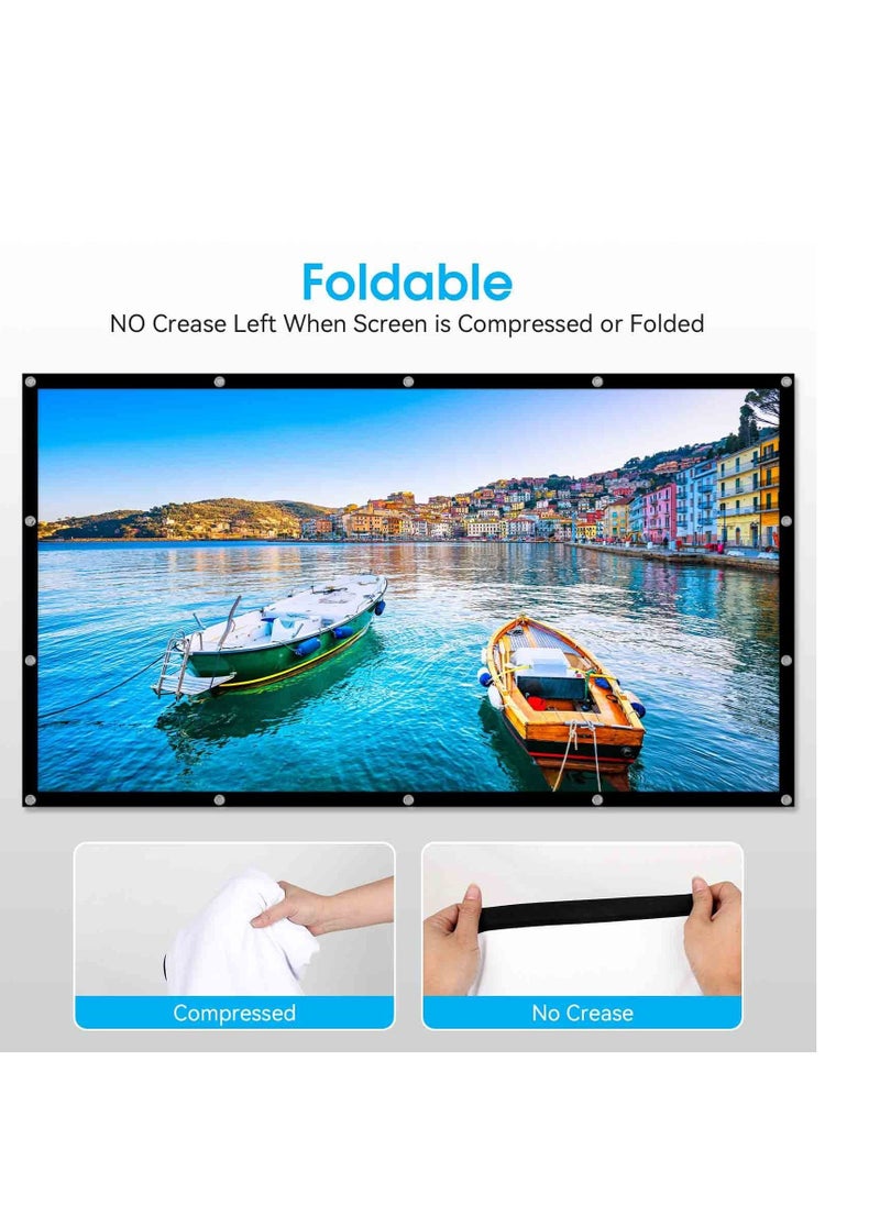 Projector Screen, 120 inch Outdoor Projector Screen, 16:9 Foldable Anti-Crease Portable Projection Movies Screens, Double Sided Washable, for Home Theater, Camping Party, Office - Image 5