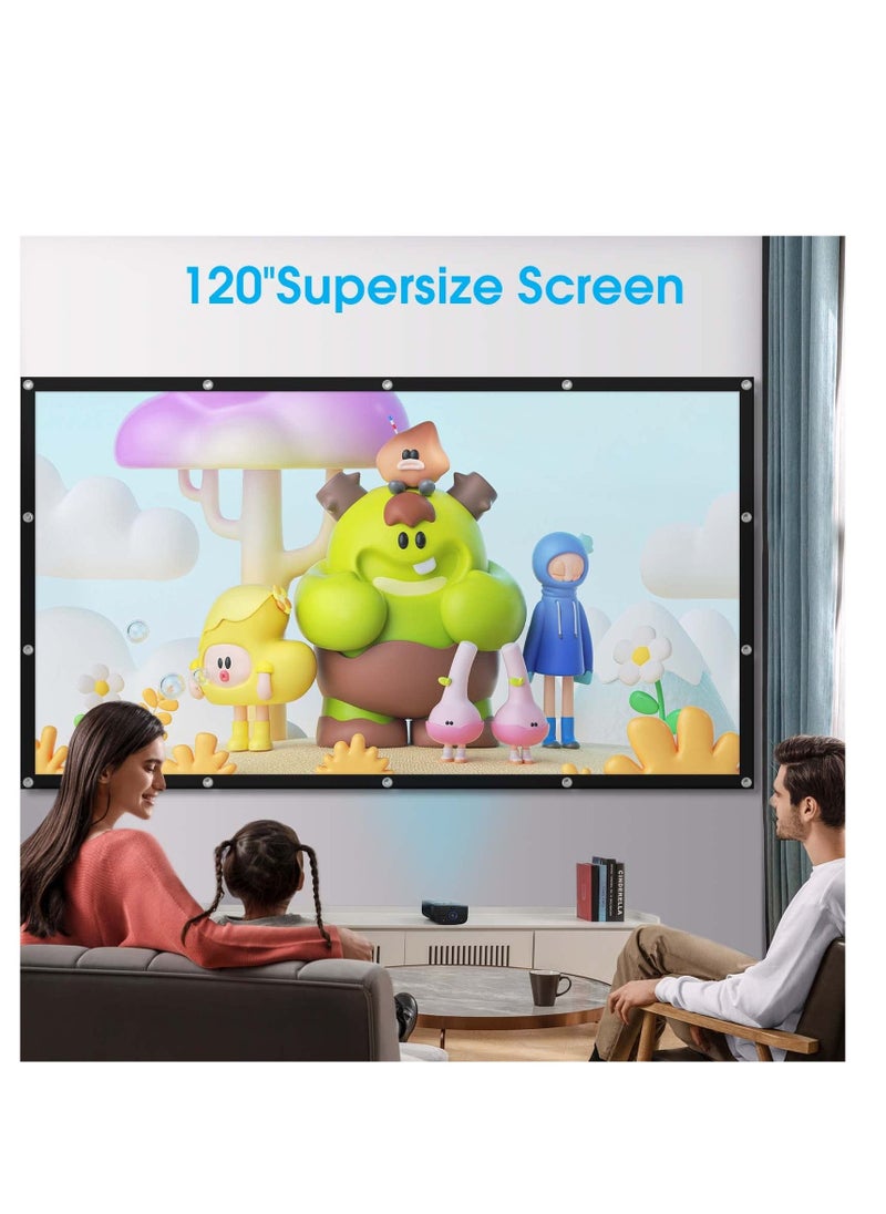 Projector Screen, 120 inch Outdoor Projector Screen, 16:9 Foldable Anti-Crease Portable Projection Movies Screens, Double Sided Washable, for Home Theater, Camping Party, Office - Image 1
