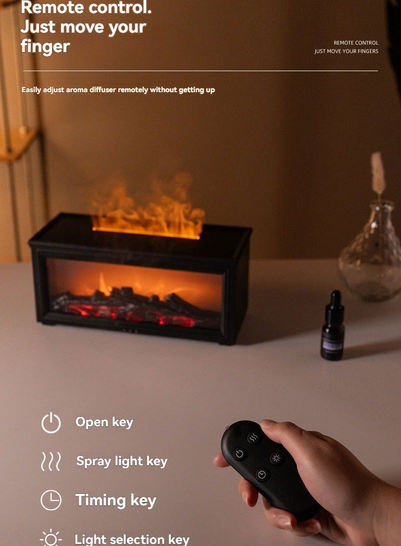 M MIAOYAN New Retro 3D Fireplace Flame Humidifier | Aromatherapy Diffuser with Flame Effect | Desktop Home Atmosphere Enhancer - Image 3