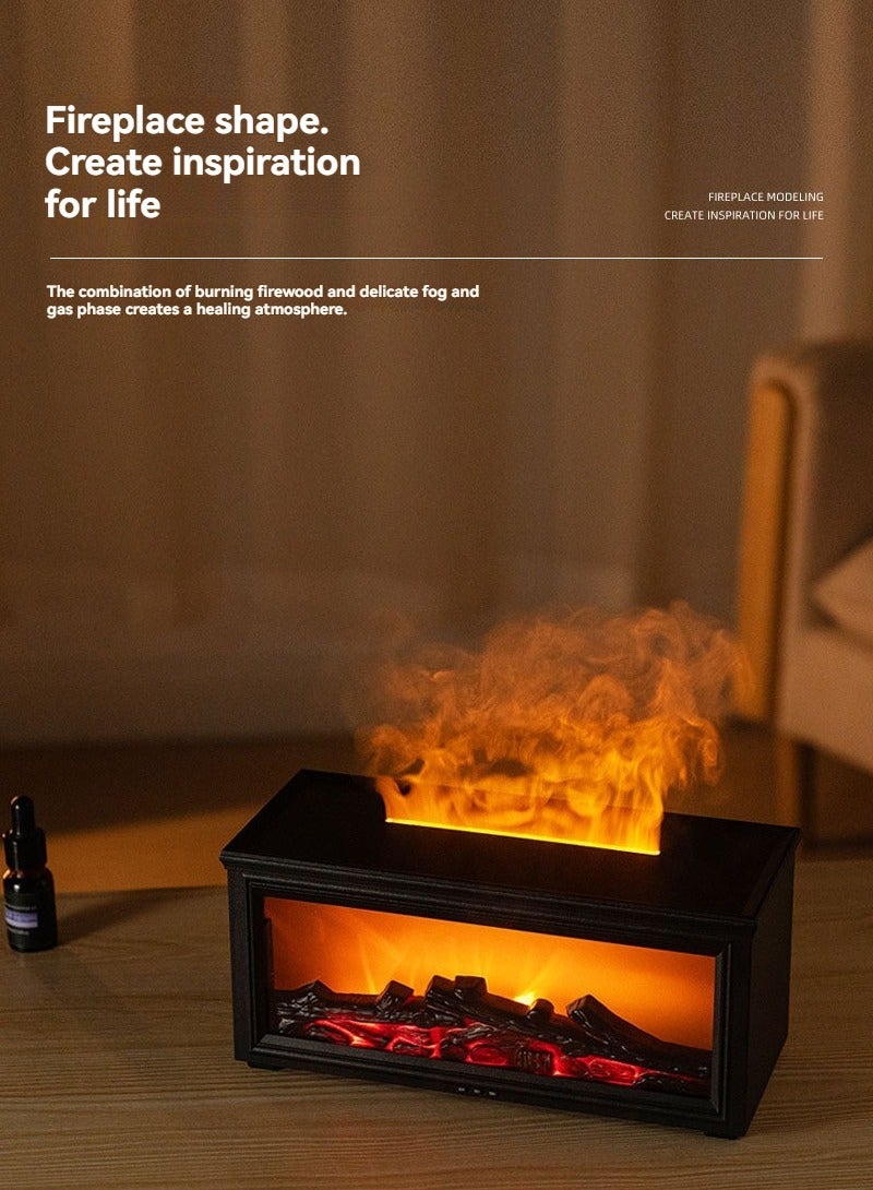 M MIAOYAN New Retro 3D Fireplace Flame Humidifier | Aromatherapy Diffuser with Flame Effect | Desktop Home Atmosphere Enhancer - Image 1