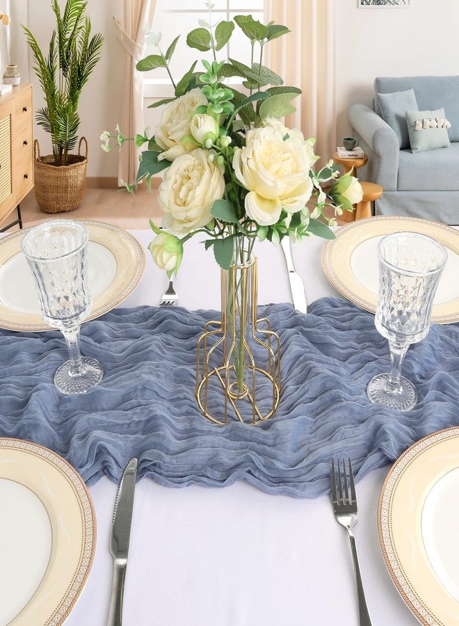 CKIKU 6 Pack 10FT Dusty Blue Cheesecloth Table Runner 120 Inch Long Gauze Rustic Boho Cheese Cloth Table Runner Sheer Fabric for Wedding Party Birthday Bridal Baby Shower Summer Centerpiece Home Decor - Image 4