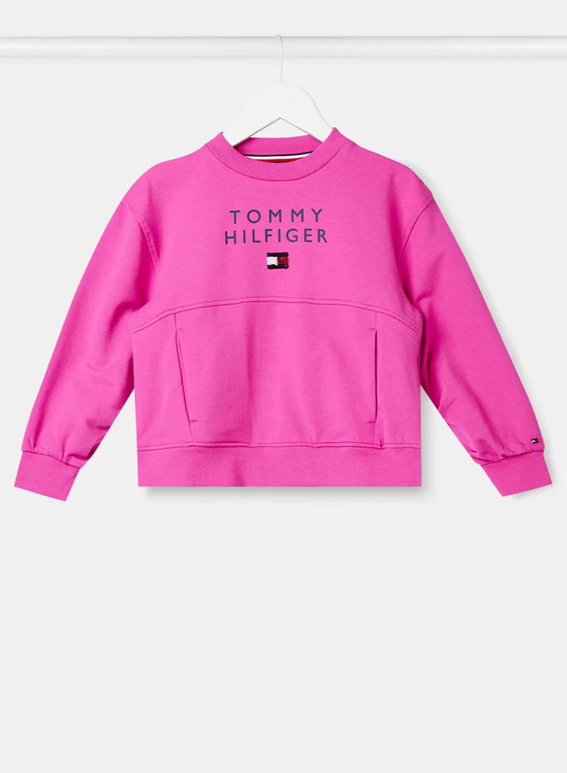 TOMMY HILFIGER Kids Pleated Sleeve Sweatshirt