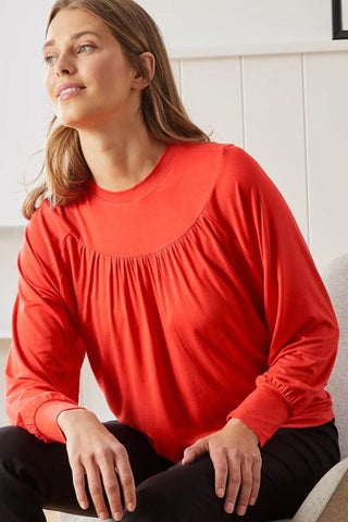 Women Round Neck Long Sleeves Plain Blouse, Red - pzsku/Z298A3ED54A2D79040136Z/45/1746201427/0cb1ef48-ebba-4307-aa30-71d875a556a3