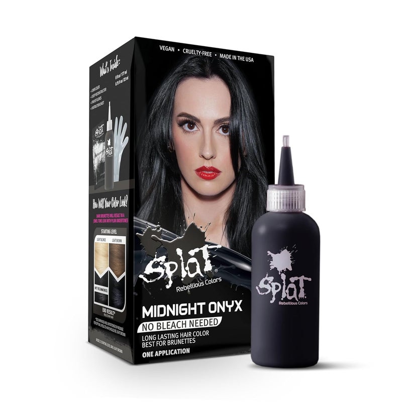 Splat Midnight Onyx Semi Permanent Hair Dye Kit 1 Application Includes Deep Reconstructor Conditioner Lasts 30 Washes No Bleach Required Vegan  Cruelty Free Hair Color