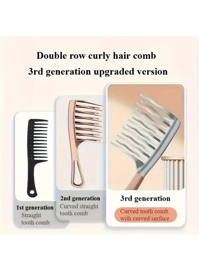 Gray Dual Row Wave Teeth Hair Curling Comb With Scalp Massager For Volume And Frizz Control - Image 2