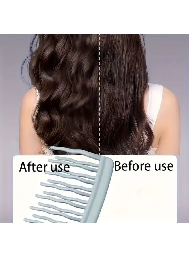 Gray Dual Row Wave Teeth Hair Curling Comb With Scalp Massager For Volume And Frizz Control - Image 3