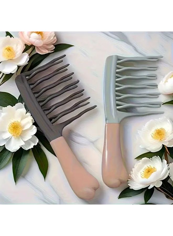 Gray Dual Row Wave Teeth Hair Curling Comb With Scalp Massager For Volume And Frizz Control - Image 5