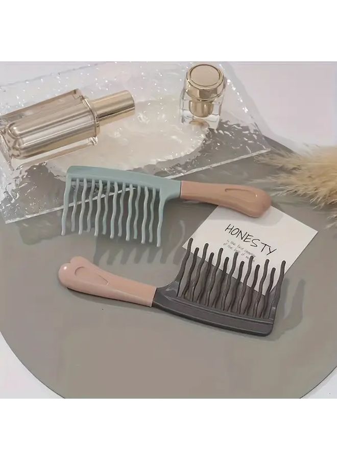 Gray Dual Row Wave Teeth Hair Curling Comb With Scalp Massager For Volume And Frizz Control - Image 1
